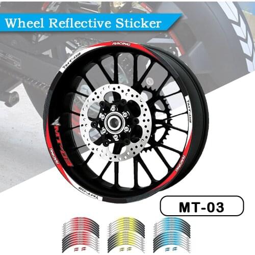 Motorcycle 12 Strips Sticker Decals Reflective Waterproof Wheel Decals For AMAHA MT03 MT-03 2006 2007 2008 2009-2019