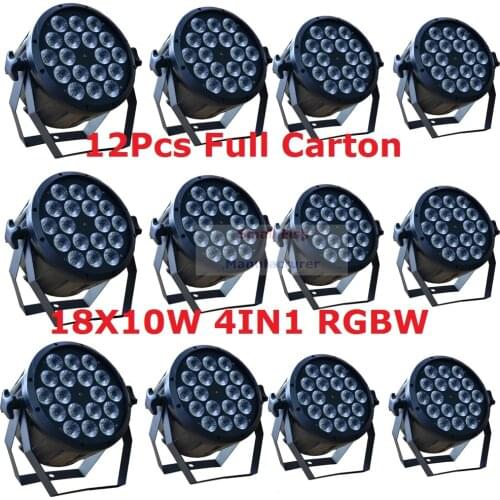 12pcs Led Par Light 18X10W 4in1 RGBW Led Slim Par Can Strobe Laser DMX DJ Disco Professional Stage Lights Sound Party Equipment