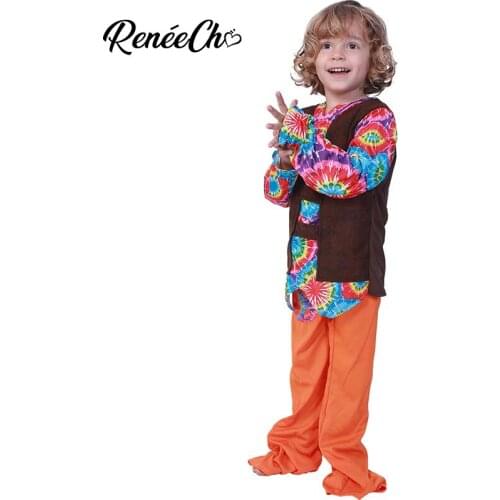 2018 Halloween Kids Costume Hippie Boy Costume Child Peace And Love Cosplay For Carnival Party Boys Costume For Halloween Party