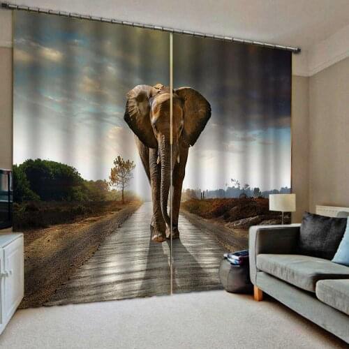 3D Curtain Luxury Blackout Window Curtain Living Room elephant curtains stereoscopic curtains