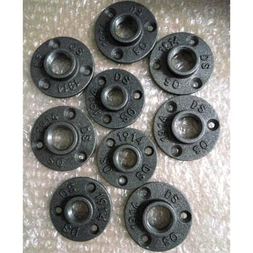 4PCS/LOT Antique Iron casting Flanges Casting Flange Base Bracket For G1/2" DN15 :DN20 Thread ID20MM cast iron pipe flange