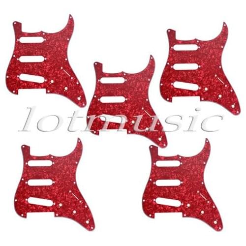 5Pcs Red Pearl Pickguard SSS 3ply For ST Strat Guitar Replacement