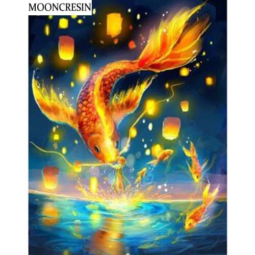 5D Diy Diamond Painting Golden Carp Full Square Rhinestones Embroidery Cross Stitch Kit Wall Arts Diamond Mosaic Decoration Home