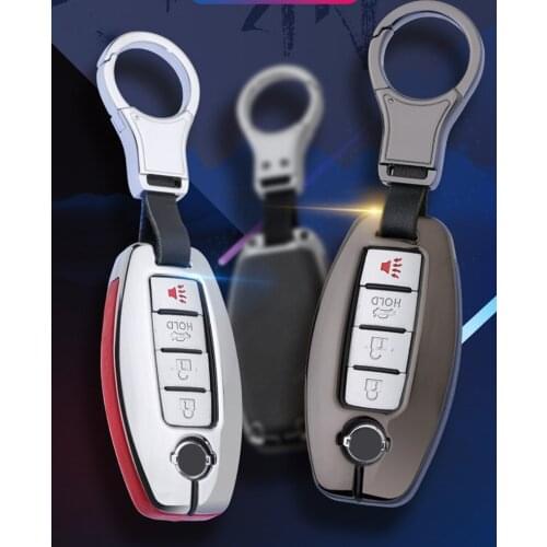 Alloy Car Key Case Cover For Nissan Tidda Livida X-Trail T31 T32 Qashqai March Juke Pathfinder Note GTR Keychain Ring Holder