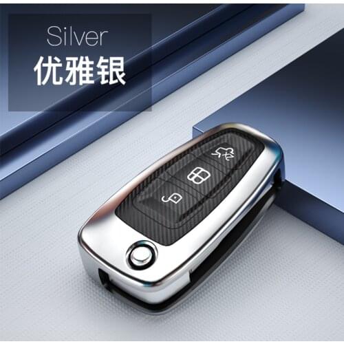 Carbon Fiber TPU Flip Key Cover Remote Case Fob Fit for Ford Focus MK3 Mondeo Fiesta Kuga ECOSPORT ESCAPE RANGER C-Max S-Max