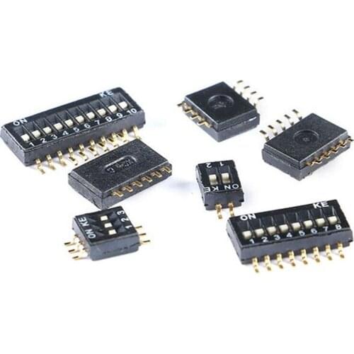Black 1.27MM SMD Code Digital Slide Toggle Switches Gold-plated Feed 2P 3 4 5 6 8 10PIN