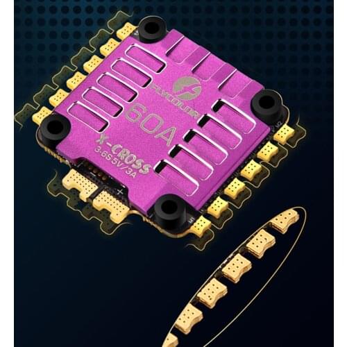 Flycolor X-Cross 60A BLheli_32 3-6S 4in1 ESC 5V BEC Output STM32F0 Processor Electronic Speed Controller for RC Racer Drone Quad