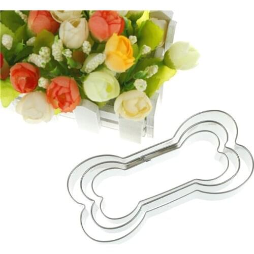 Hot Sale 3pcs / Set Cookie Cutter Bakeware Dog Bone Shape Cookie Biscuit Mold Stainless Steel DIY Kitchen Cooking Cookie Tools