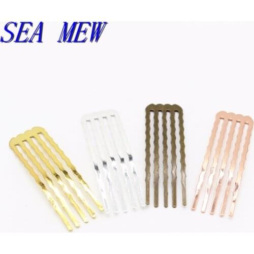 40PCS 50mm Length Hair Combs Base 7 Colors Plated Metal Copper Hair Combs Setting For Women DIY Jewelry Making