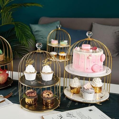 Ceramic Double Dessert Tray Creative Marble Cake Pan Dessert Table Decoration Display Stand Afternoon Tea Dessert Fruit Plate