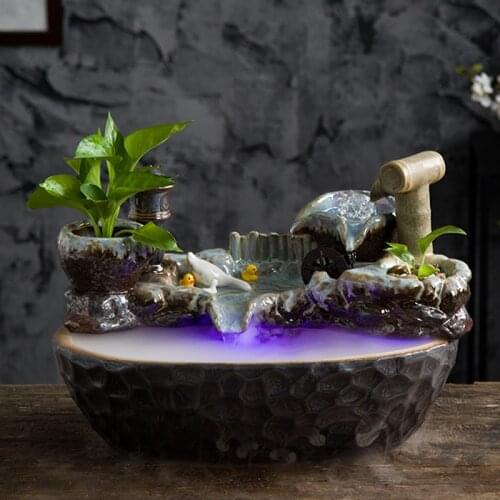 Ceramic Water Fountain Decoration Home Decoration Feng Shui Fountain Entrance Decoration Humidification Atomization