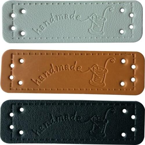 48Pcs/Lot Handcraft Hand Made Leather Labels With Sewing Logo For Clothing Hand Made Gift Leather Label For Handmade Labels