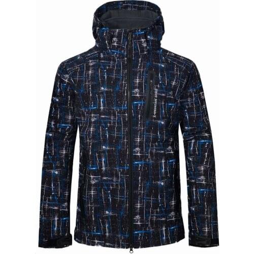 Winter Men Hiking Ski Printing Softshell Jacket Outdoor Fishing Climbing Camping Waterproof Fleece Keep Warm Windbreaker Coats