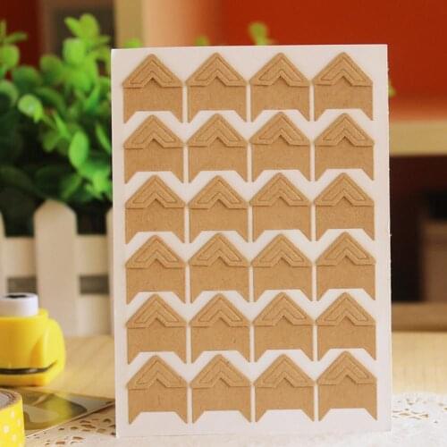 Hot 24 Pcs DIY Retro Vintage Corner kraft Paper Stickers Picture for Handmade Photo Albums Frame Decoration Scrapbooking