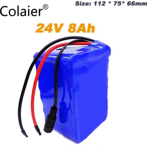Colaier 24v 8Ah lithium esooter battery 24v 8000mah li-ion wheelchair battery pack DC for 250w electric bicycle motor