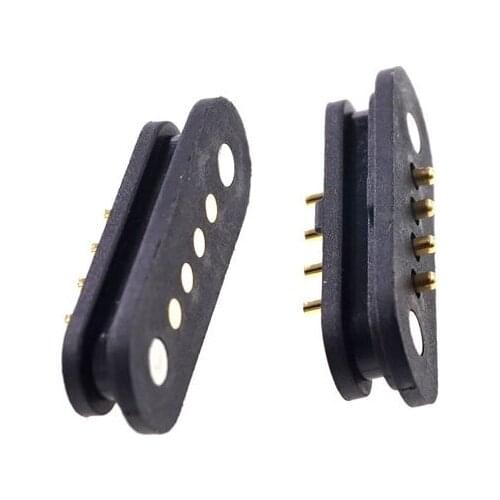 5 Pairs Magnet Spring Loaded Pogo pin connector 4 pin Pitch 2.5 mm through hole PCB Mount male female 2A 36V DC Max.Power Charge