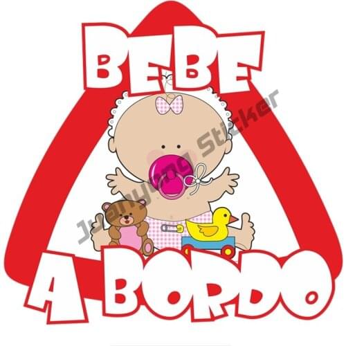Lovely Baby Bebe A Bordo Colorful Car Sticker Funny Auto Bumper Window Trunk Cover scratches SUV Fine Decal Decor KK14x13cm