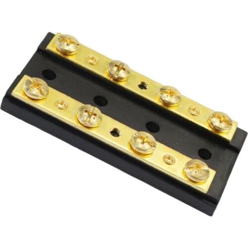 Marine Boat RV Brass 4 Gang Block Duel Terminal Block Bus Bars 8 Terminals