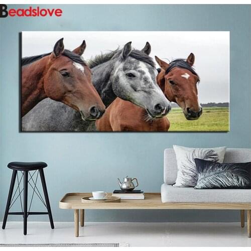 Diamond Painting Three horse Kits Handmade Needlework DIY Diamond Embroidery Animal Mosaic Rhinestone Picture