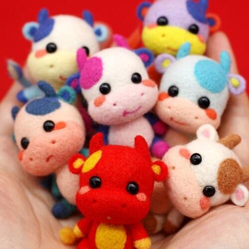 Non-Finished Felt Kit Cute Cow Bull Ox Zodiac Taurus Doll Toy For Kids Children DIY Handmade Wool Needle Felt Kit Material Kit