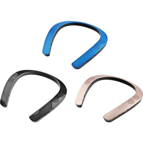 Wearable Neckband Wireless Stereo Ear Headphone Personal Speaker MP3 Palyer Headset(Black/Blue/Rose Gold)