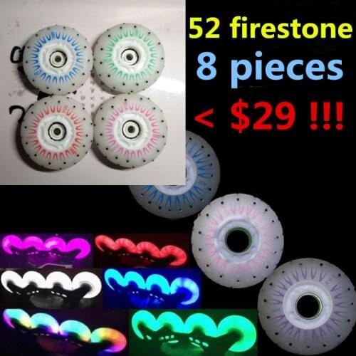 [LED+Firestone] New Arrival LED Flash Wheel 90A Inline Skates Wheel 52 Firestone Spark Lighting Flint Roller Patin Skating Roads