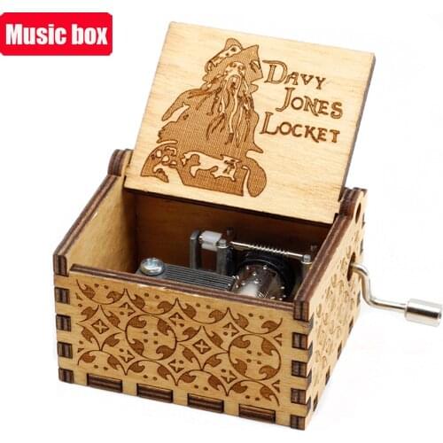 Wholesale Carved Wood Hand Crank You are My Sunshine TO My Daughter Music Box Jurassic Park Home Decoration Birthday Gift