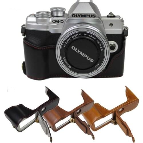 Portable PU Leather Case Camera Bag Cover for Olympus OMD E-M10 MarkIV M4 EM10 IV Half Body Base Shell