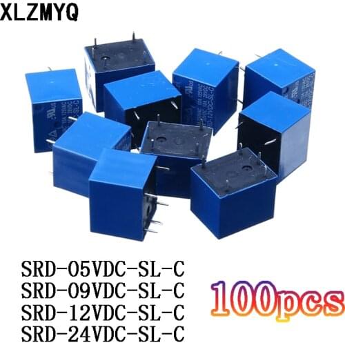100PCS SRD 5V 9V 12V 24V 48V Power Relay SRD-05VDC-SL-C SRD-09VDC-SL-C SRD-12VDC-SL-C SRD-24VDC-SL-C SRD-48VDC Relays 10A 250VAC