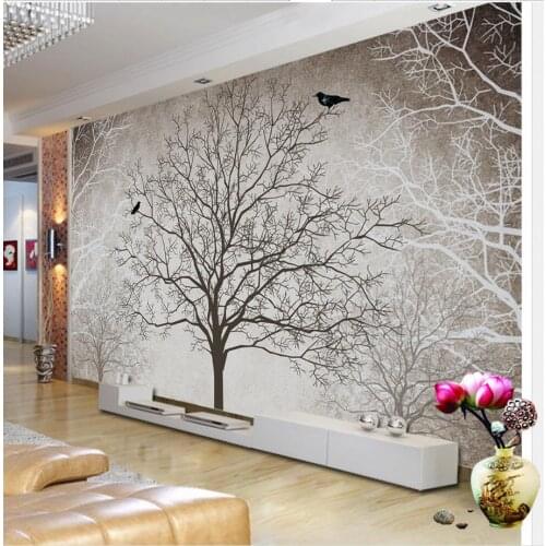 Retro black and white TV backdrop tree 3d room wallpaper landscape Home Decoration 3d mural designs