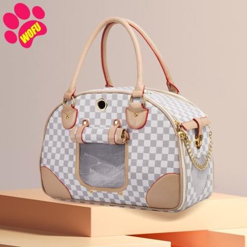 WOFUWOFU Luxury Pet Carrier, Puppy Small Dog Carrier, Cat Carrier Sling Bag, Waterproof Premium PU Leather Carrying Handbag