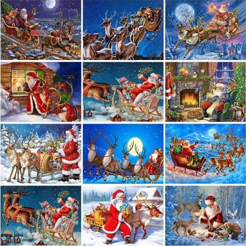 Santa Claus DIY 5D Diamond Painting Full Round Drill Christmas Diamond Embroidery Cross Stitch Kits Gift Wall Art