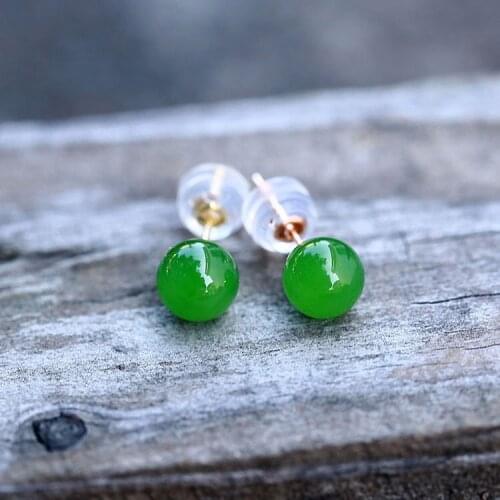 SHILOVEM 18k rose gold Natural Jasper drop earring fine Jewelry women wedding plant wholesale gift new 8mm yze0808911by