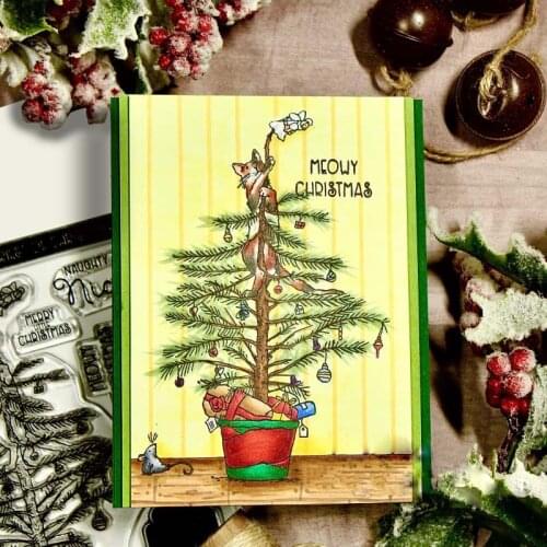 Meowy Christmas Tree Cat Mouse Dies Corresponding Stamps DIY Scrapbooking Card Album Making Embossing Crafts Stencil 2020