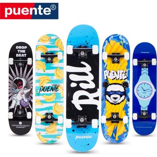 PUENTE Skateboard Sports Skate Scooter Double Rocker Professional Road Adult 4 Wheel Brush Street Maple Scooter