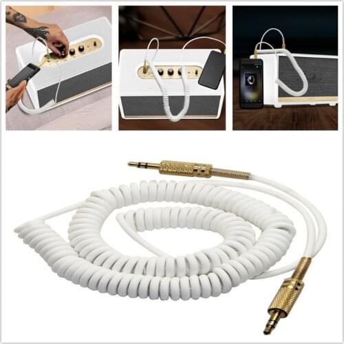 3.5 mm audio AUX Cable Spring Coiled Stereo Auxiliary Cable Charging Cable For MARSHALL Woburn Wireless Bluetooth Speaker