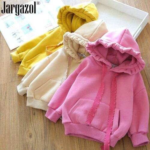 Toddler Girls Sweat Shirt Long Sleeve Hooded Shirts Fashion Winter Outfits Spring Jackets Cute Baby Girls Solid Tops Children