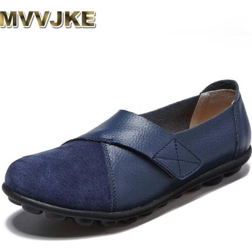MVVJKE 2019 womens spring sneakers ballet patchwork suede leather shoes womens shoes slip on loafers plus size 43 44E098
