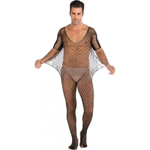 Plus Size Sexy Lingerie Men Erotic Lingerie Hot Gay Stripe Bodystocking Sexy Costumes Underwear Bodysuits Intimates Bodysocks