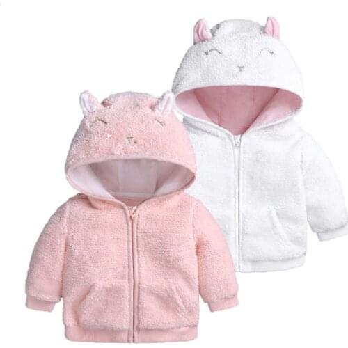 Winter Jacket Coat For Baby Girls Rabbit Ear Hooded Fleece Snowsuit Cardigan Overcoat Newborn Boys Zipper Overalls Warm Cloths