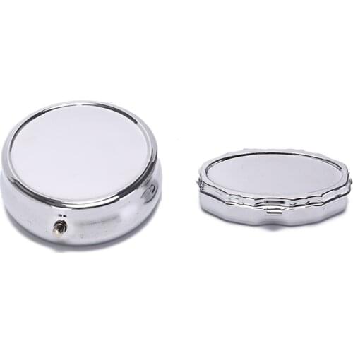 1Pcs 2/3 Grids Divide Storage Silver Tablet Holder Advantageous Container Small Medicine Case Metal Round Pill Box