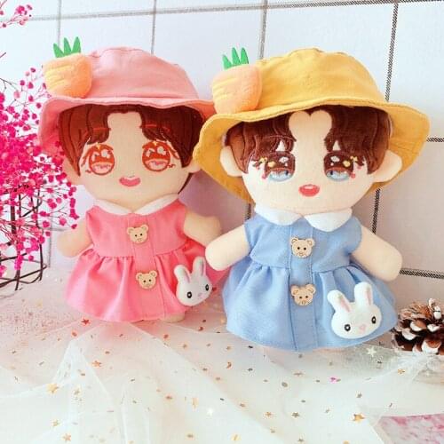 20cm Plush Dolls Clothes skirt Dress hat Accessories for Korea Kpop EXO Idol Dolls Clothing Fans Gift