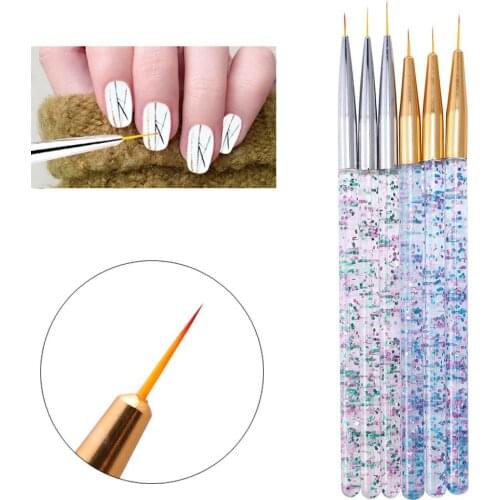 3Pcs Acrylic French Stripe Nail Art Liner Brush Set 3D Tips Manicure Ultra-thin Line Drawing Pen UV Gel Brushes Painting Tools S