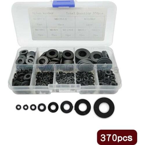 370Pcs Nylon Plastic Insulation Washers M2 M2.5 M3 M4 M5 M6 M8 M10 Plastic Nylon Washer Flat Spacer Washer Seals Gasket Ring Kit