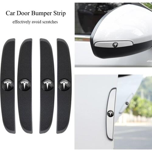 4Pcs Rubber Anti-Collision Strip Car Door Anti-Scratch Protector Stickers For Tesla Model 3 Model Y Roadster Model X Model S