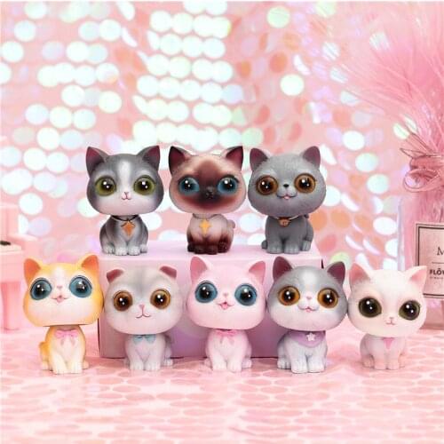 8 Style Pet Cat Cake Ornaments Birthday Gift Lovely Cats Figurine Miniature Home Decoration Kitten Dolls