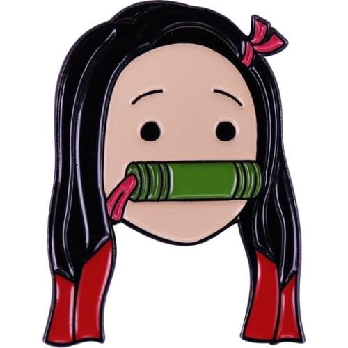 Anime Demon Slayer Kimetsu No Yaiba Kamado Nezuko Cute Cartoon Copper Enamel Clothes Lapel Badge Brooch Pin Accessories