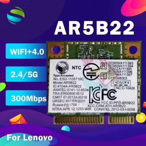 Wireless Network Card for Killer N1202 Atheros Wifi Wireless bluetooth Card AR5B22 AR9462 for Lenovo y400 y500 y410p y510p