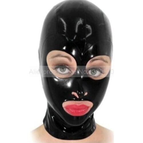 Women Man Black Sexy Fashion Latex Mask Latex Fetish Club Hood S-LM045