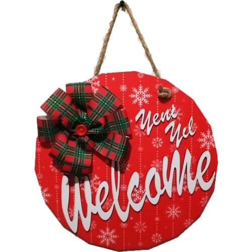 Wooden welcome home sign door hanging decors round wreath home art accessories ornaments door sign frame new year